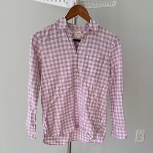 J. Crew Lavender Checkered Cotton Boyfit Blouse, Size XS